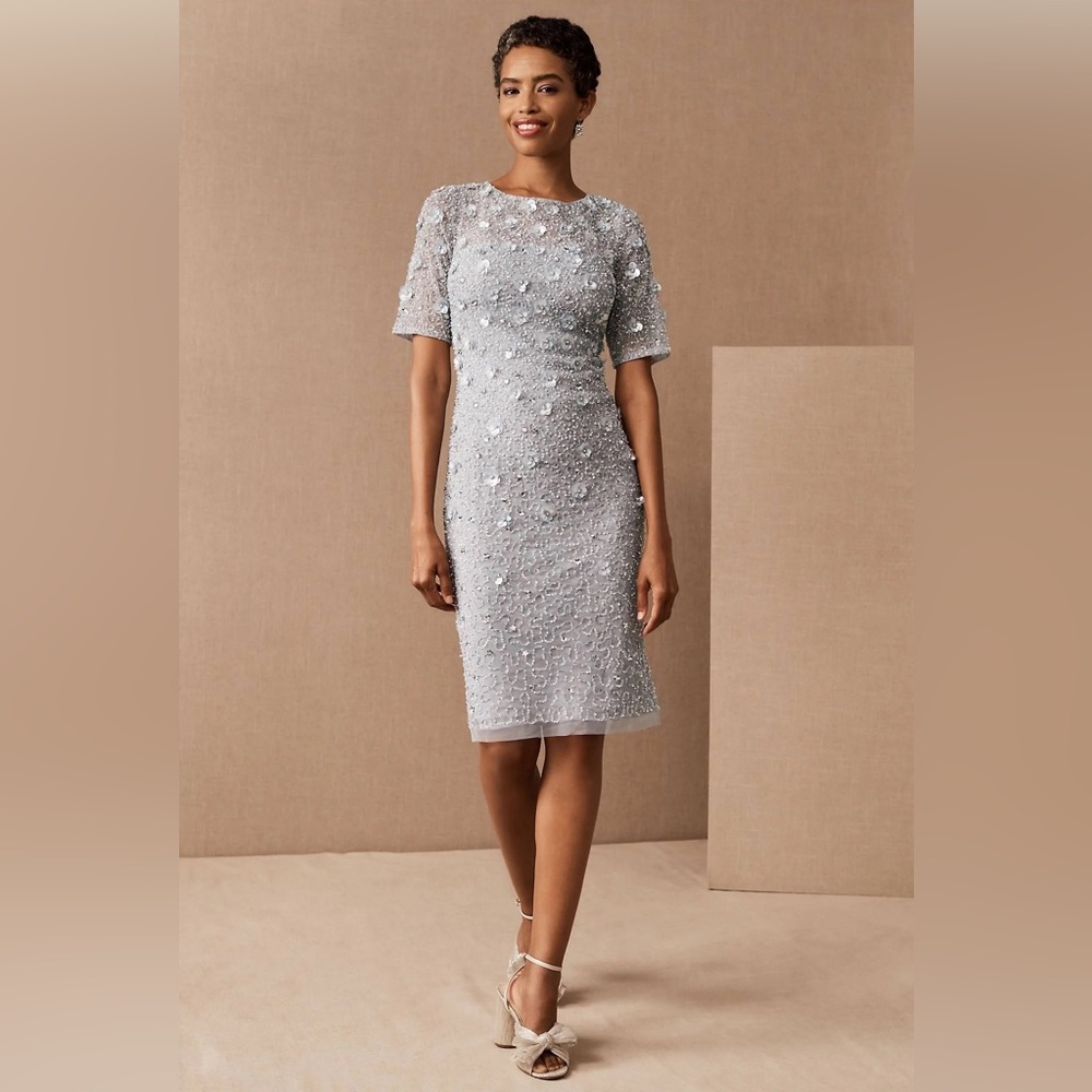 Anthropologie BHLDN Adrianna Papell Petaluma Dress in Fog